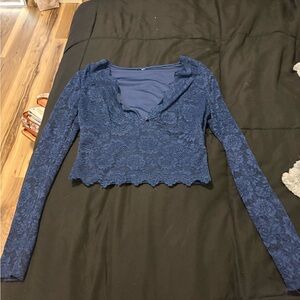 SHEIN Navy Lace Crop Top